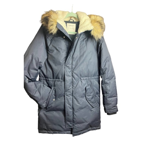 Crewcuts Boys 16 FISHTAIL PARKA Down Filled Jacket Sherpa Hood | Navy Blue F4506 - Picture 6 of 15